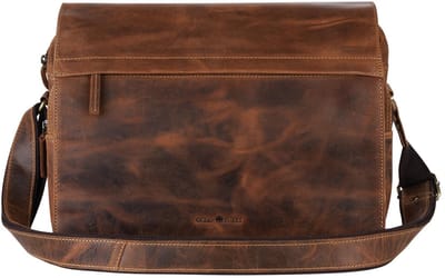 GREENBURRY schoudertas Vintage A4 Messenger Bag Brown bruine