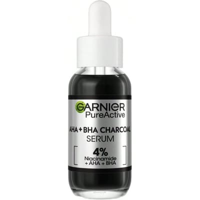4% AHA + BHA & Niacinamide Charcoal Face Serum 30 ml – Face Serum, Exfoliating, For Oily Skin, Black, AHA, Suitable For Daily Skincare Routine