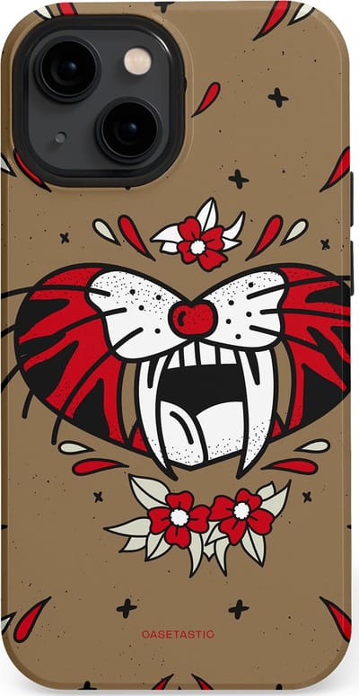 Casetastic hoesje geschikt voor Apple iPhone 13 mini - MagSafe - Dubbellaagse bescherming - Wilde kracht - Fashion Case - Taupe Donkergrijs Bordeaux