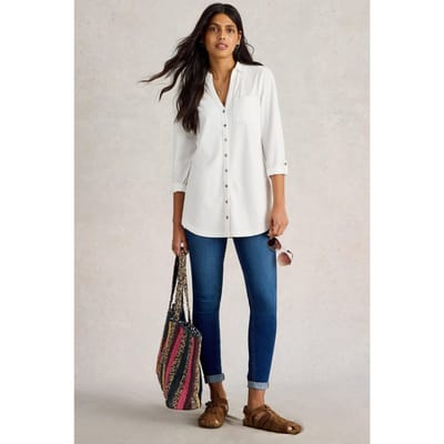 White Stuff Annie Emb Longline Shirt Brilliant White Taglia: 16 | Maglie a manica lunga Outlet | Donna | Bianco