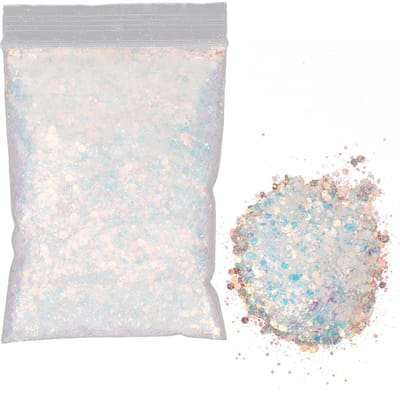 Nagelglitter Pailletten Poeder Gemengde Vlokken Sprankelende Glanzende Nail Art Decoratie 50g YJ02 white