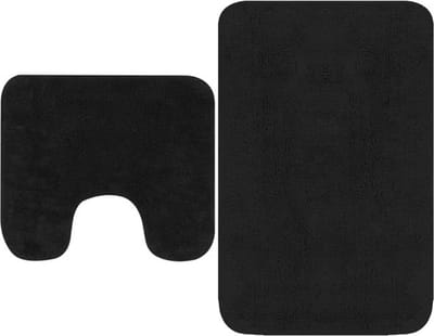 Badmatten set Antraciet | Bad en sokkelmat – Zachte stof – Antislip – Waterabsorberend | 100% katoen – Badkamermat – Matten - Toilet