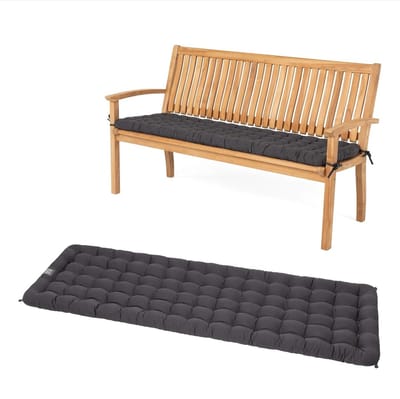 Tuinbank Kussen - Zitkussen Bank - Comfortabel Zitten - Wasbaar tot 95°C - 160 x 48 cm - Grijs