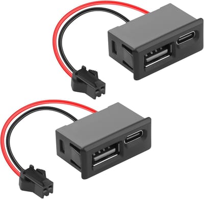 SM 2-Pin naar USB 2.0 & USB-C Oplaadpoort, 5V, 2A, Klikbare Montage, 2 Poort Adapters voor LED Verlichting, Speelgoed, 7 cm, Set van 2, Geschikt voor Diverse Toepassingen