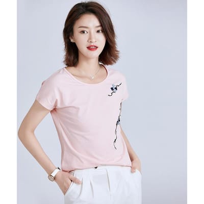 Mode Bedrukt T-shirt met Korte Mouwen Zomer Dames Nieuwe Koreaanse Stijl Casual Los Klein Fris Ins Top Ronde Hals 2XL white