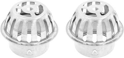 Dakafvoer Koepel - Afvoerhoes RVS - Voorkomt Verstopping - Spiegelpolijst Proces - 2 Stuks 100mm - Zilver