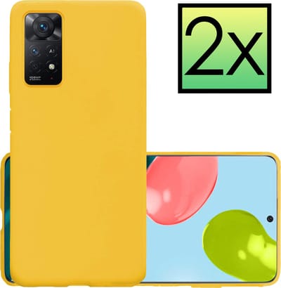 Hoesje - 2 Stuks - Geschikt voor Xiaomi Redmi Note 11 - Sterk & Shockproof - Case Siliconen - Back Cover - Telefoon Hoes - Geel