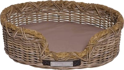 Happy-House Mand Riet Ovaal Met Touw Xl Naturel Xxlarge met kussen 95c82x26cm