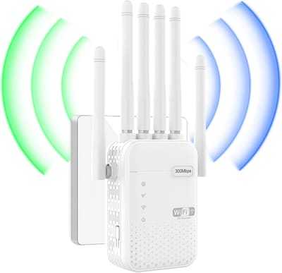 Wifi Versterker - Netwerk Uitbreider - Sterk Wifi Signaal - Zes Antennes - 1000m² Dekking