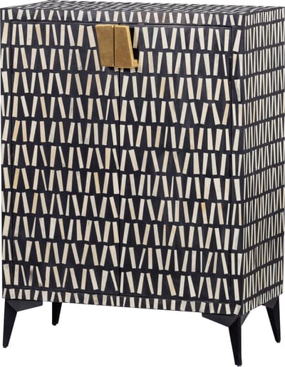 WOOOD Menne Opbergkast - Bone Inlay - Zwart/Wit - 108x81x43