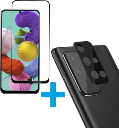 Volledige Dekking Scherm Tempered Glass Screen Protector  + Camera lens Beschermer Geschikt voor: Samsung Galaxy A51