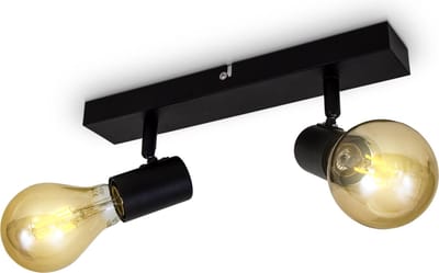 B.K.Licht - Plafondlamp - plafondspot met 2 lichtpunten - zwarte spotjes - industrieel - draaibar - kantelbaar - opbouwspots - plafoniere - excl. E27
