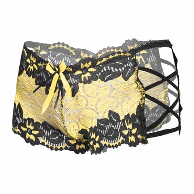 Sexy ondergoed - Sexy Lingerie - Kanten Ondergoed - Small - Small - Ondergoed met bandjes - Geelgoud met zwart - Polyester - CHPN