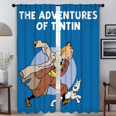Schaduwen Avonturen van Kuifje Gordijnen voor Woonkamer Gordijn voor Kamer 2 Panelen Halloween Decoratie Huis Interieur Gordijnen Kind W50xH70cmx2pcs-CL
