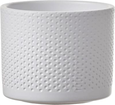 Mica Decorations Bloempot - wit - relief - keramiek - 12 x 10 cm - plantenpotten binnen