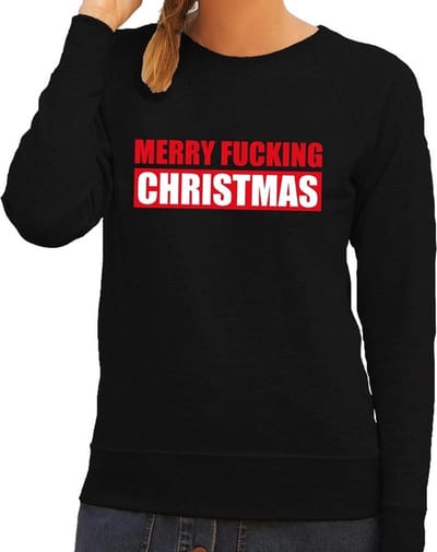 Foute kersttrui / sweater Merry Fucking Christmas groen voor dames - Kersttruien XS