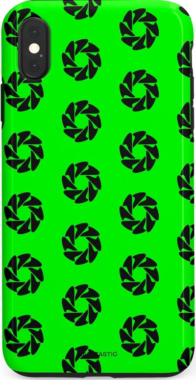 Casetastic hoesje geschikt voor Apple iPhone XS Max - Dubbellaagse bescherming - Neon Groene Cirkels - Fashion Case - Groen Zwart