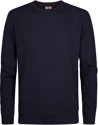 Petrol Industries - Heren Trui met wafelstructuur ironmont - Blauw - Maat XXXL