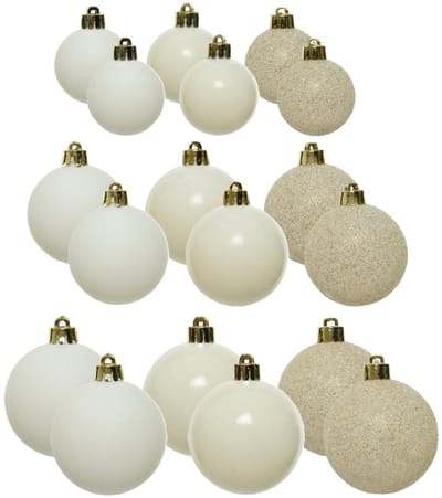 Decoris kerstballen - 60x - 4, 5 en 6 cm - kunststof - wol wit