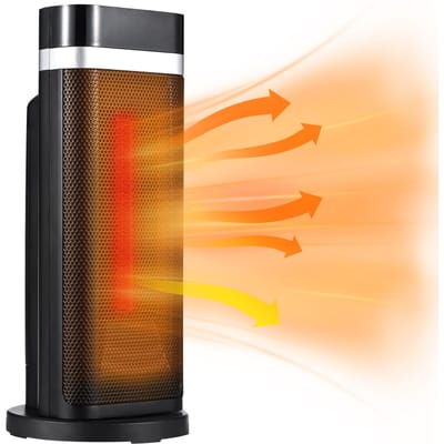 1500W Draagbare Ruimteverwarmer met Afstandsbediening 90 graden Oscillatie Keramische Kachel met LED-Display 4 US Plug zwart