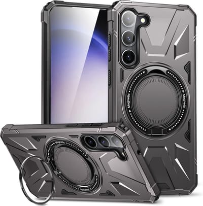 Coverup Hoesje - Geschikt voor Samsung Galaxy S25 Plus Hoesje - Coverup Heavy Duty Ring Kickstand Back Cover - MagSafe Compatible - Grijs