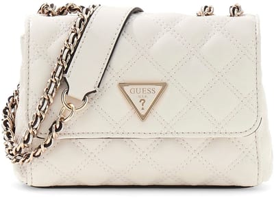 GUESS Schoudertas Giully II Mini Compound Convertible Flap Bag Cream White Crème