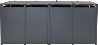 4 afvalemmerbehuizing MCW-J82, uitschuifbare afvalemmerbox, metaal 100kg, antraciet ~ donker marmer look