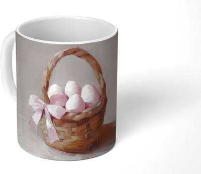 Mok - Koffiemok - Mand - Eieren - Roze - Mokken - 350 ML - Beker - Koffiemokken - Theemok
