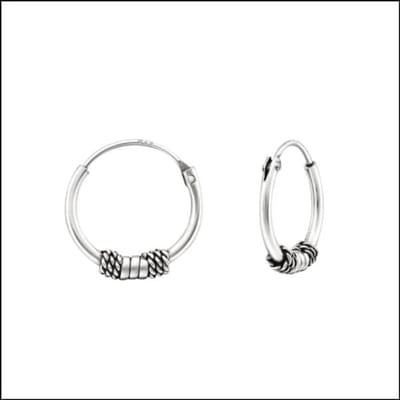 Aramat Jewels | Oorringen | 925 Zilveren Bali Oorringen Geoxideerd - Etnisch Design | 12mm / Zaandam | |2mm | Zilver | Kinderen, Volwassenen | Verkleurd niet