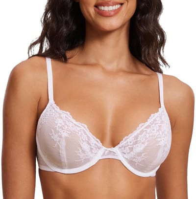 OmGoods - Dailygoody - Sexy Kant Mesh BH - Transparant Plus Size - Ongevoerde Plunge Beugel BH - Ademend Comfort - Doorschijnend - Geschikt voor Dames