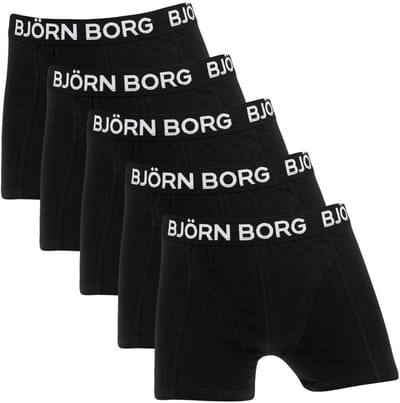 Björn Borg Cotton Stretch Jongens Boxershort - 5 stuks - Zwart - Jongens Onderbroek - Maat 122-128