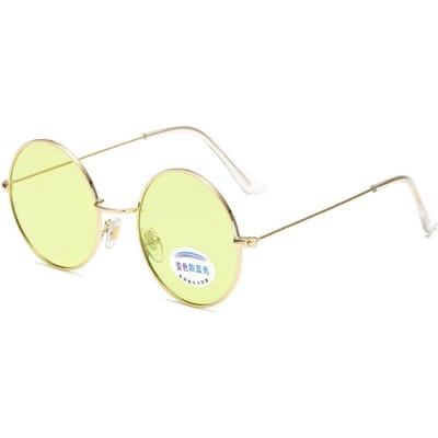 Lunettes rondes vintage photochromiques vision nocturne pour hommes et femmes UV400 Lunettes de soleil Lentille anti-lumière bleue Lunettes de vue Jour et nuit beige