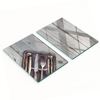 Keukenplanken van gehard glas met afbeeldingen, geschikt voor bestek, 2x40x52 cm