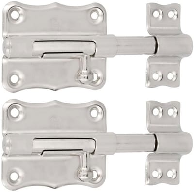 AMIG Schuifslot - 2x - staal - 7 x 5.6 cm - vernikkeld - zilver - deur - poort - plaatgrendel