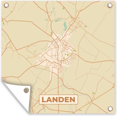 Tuin poster Plattegrond - Landen - Vintage - Stadskaart - Kaart - 200x200 cm - Tuindoek