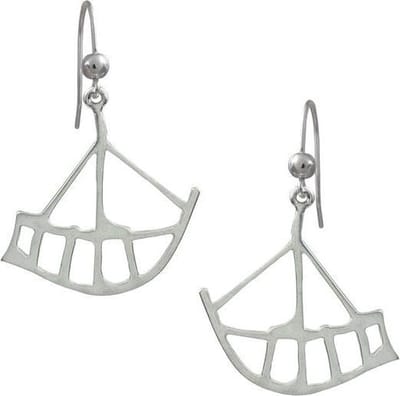 Oorbellen, hang, Grote zilveren boot