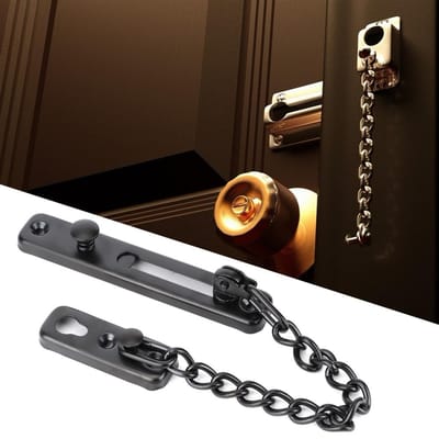 Acier Inoxydable Durable Anti-Vol Chaîne Cadenas Sécurité Garde Verrou de Porte Loquet Maison Hôtel(Noir ) noir