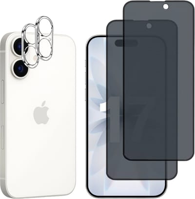 Screenprotector geschikt voor iPhone 17 - 2 stuks Beschermglas Privacy Glas Screenprotector van glazen schermbeschermfolie + 2 stuks Camera Protector