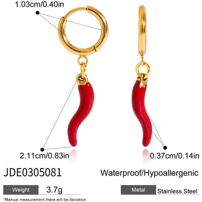 Youthway Roestvrij Staal Goudkleurig Verguld Druipend Olie Pepereen Dangle Oorbellen Voor Dagelijkse Forens Dangle Oorbellen red