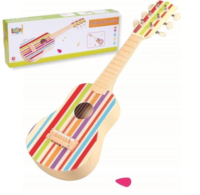 Houten gestreepte kindergitaar voor muzikale ontwikkeling en speelplezier