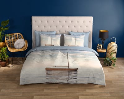 Good Morning dekbedovertrek maritiem/ zeilboot - 1 persoons 140x200/220 cm - Blauw - 100% Katoen renforc�