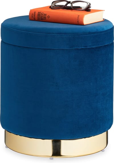 velvet poef met opbergruimte - tot 150 kg - fluweel - blauw-goud