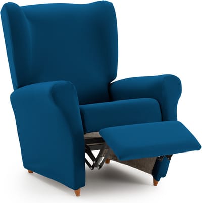 Belmarti® Recliner Hoes Anza 65cm tot 90cm - blauw - luxe pasvorm - beschermt tegen slijtage en vlekken - premium stretchstof