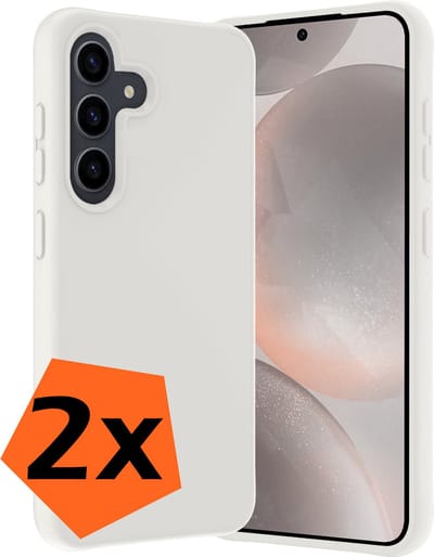Hoes - 2 Stuks - Geschikt voor Samsung Galaxy S24 - Sterk & Shockproof - Case Siliconen - Back Cover - Telefoon Hoes - Wit