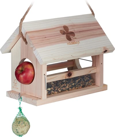 voedertafel hangend - met vetbolhouder en appelhouder - tuinvogels - kleine vogels