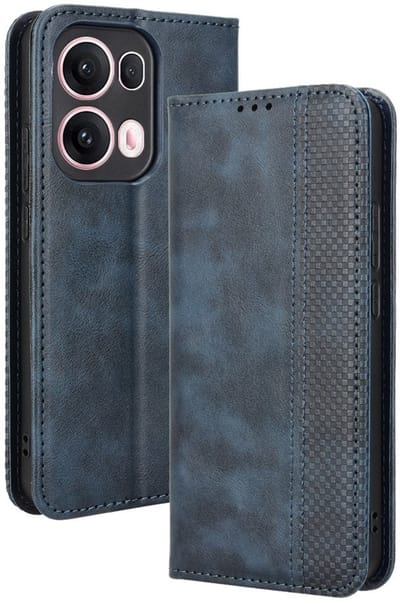 Coverup Hoesje - Geschikt voor OPPO Reno13 Pro 5G Hoesje - Coverup Vintage Style Book Case - Blauw