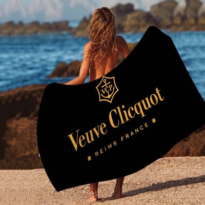 V-Veuve C-clicquot Grote Microvezel Strandlakens Sneldrogend Handdoek Zandstrand Handdoeken Zwembad Handdoek Voor Reizen Zwemmen Zwembad Yoga W50*H100(CM)