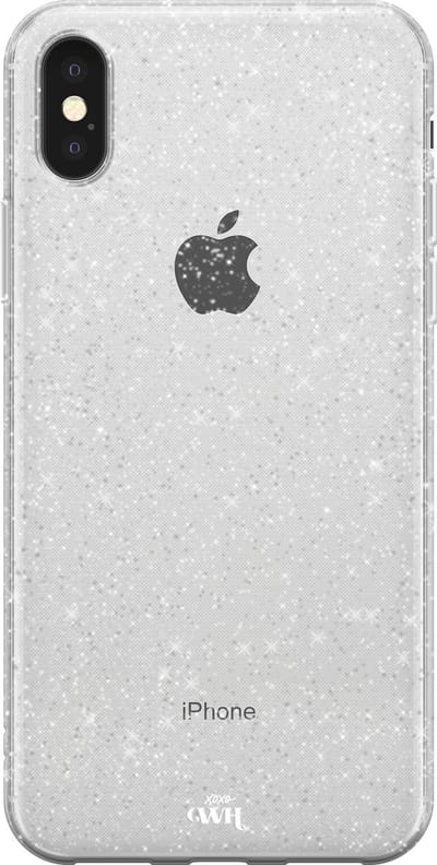 xoxo Wildhearts siliconen glitter hoesje - Sparkle Away Transparent - Siliconen hoesje geschikt voor iPhone X/Xs - Shockproof case met glitters - Glitter hoesje Transparant