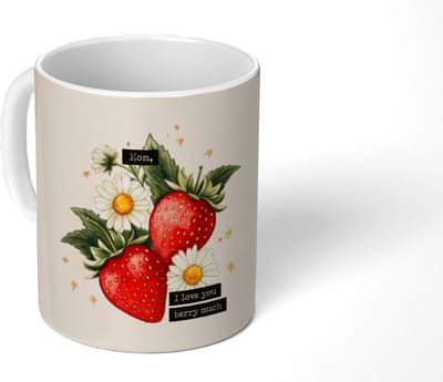 Mok - Koffiemok - Aardbeien - Madeliefjes - Quote - Sterretjes - Mokken - 350 ML - Beker - Koffiemokken - Theemok - Mok met Tekst