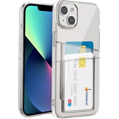 Transparant hoesje geschikt voor iPhone 13 - Shock Case Cover doorzichtig siliconen hoesje geschikt voor Apple iPhone 13 - Pasjeshouder telefoonhoesje - Hoesje voor pasjes - Pashouder shock case hoesje
